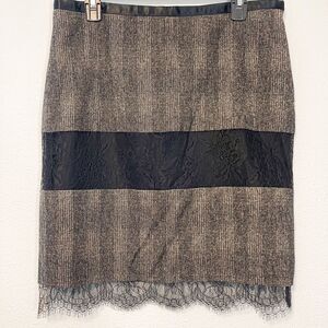 Vintage Body By Victoria Wool Plaid Lace Pencil Skirt Size 10